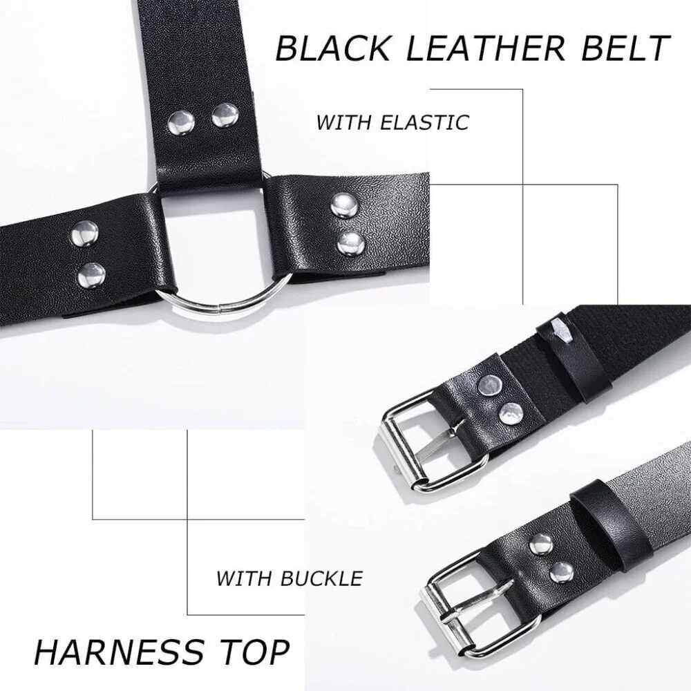 Women Leather Harness Belt Goth Plus Size Adjustable Body Strap Accessory